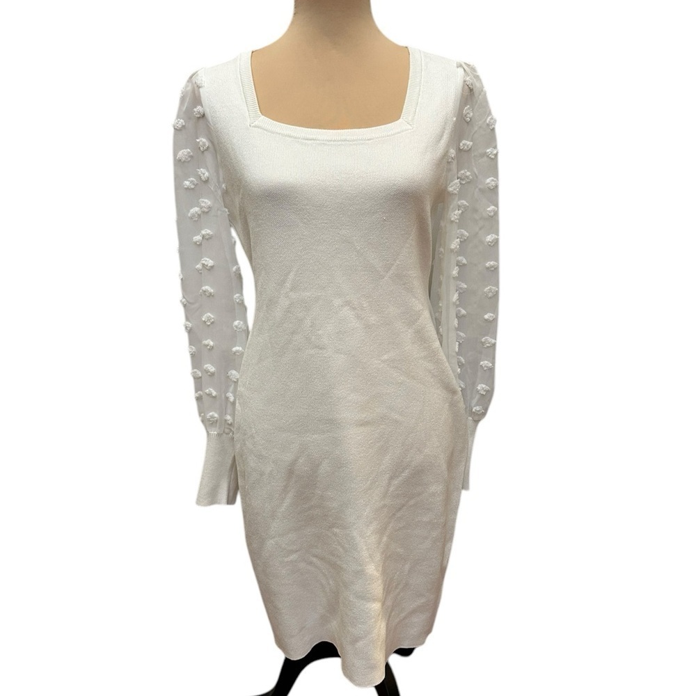 NWT- Nina Leonard Sheer Sleeves Sweater Dress